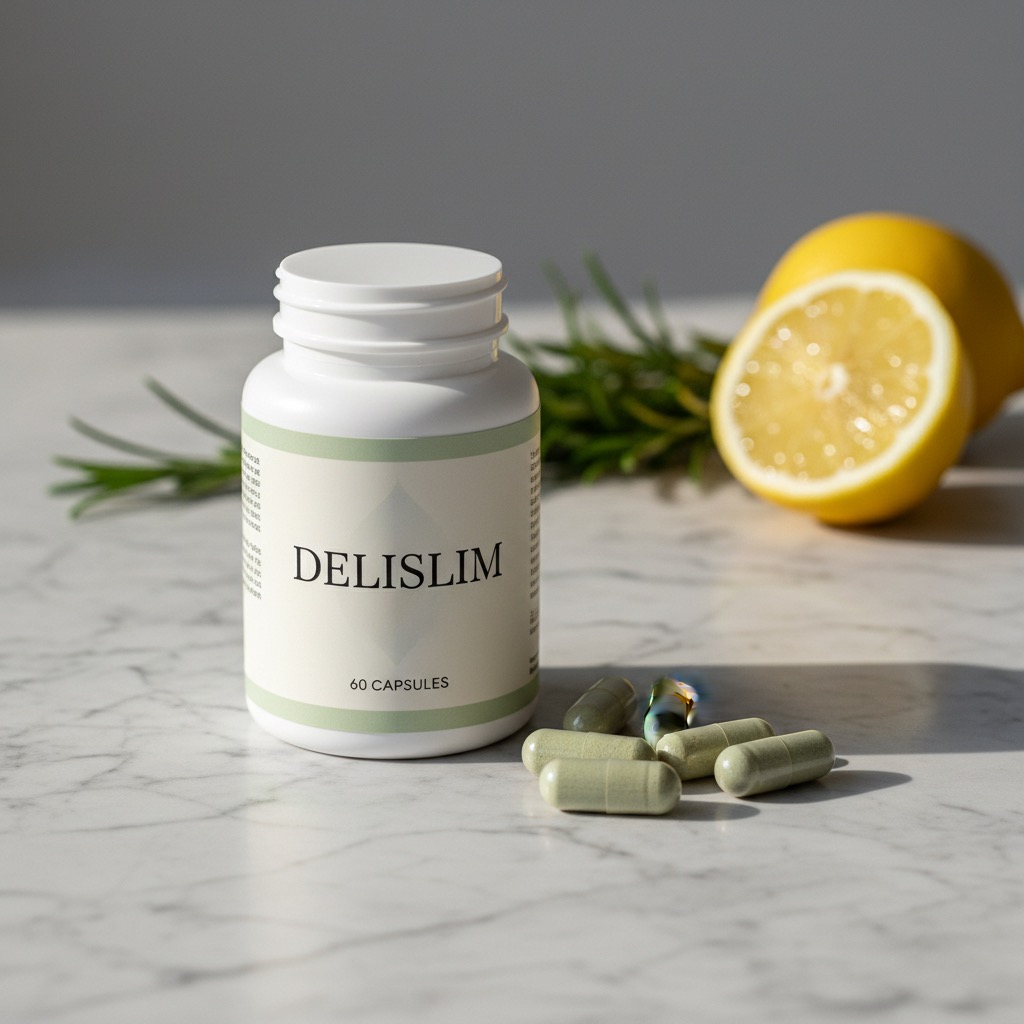 Delislim kapsulas uz marmora virsmas